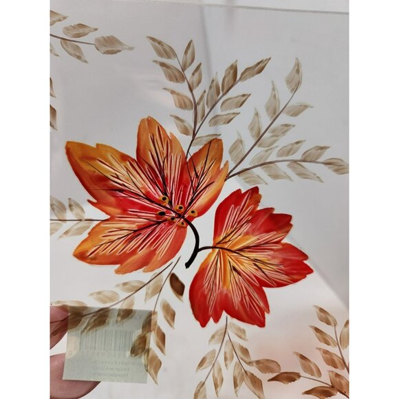 Yankee Candle Autumn Leaves Crackle Candle Tray Trinket Dish Orange & Brown - Picture 7 of 9